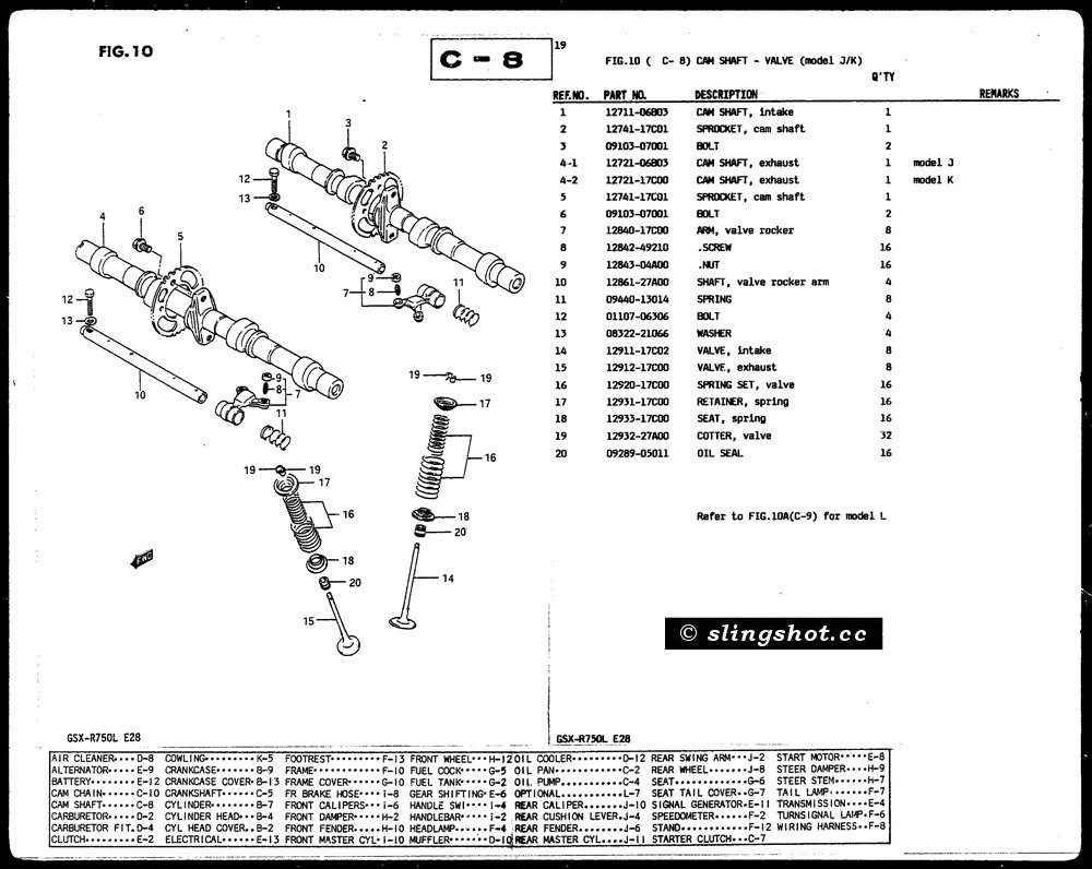 C-8 Cam Shaft & Valves (Model J-K)
