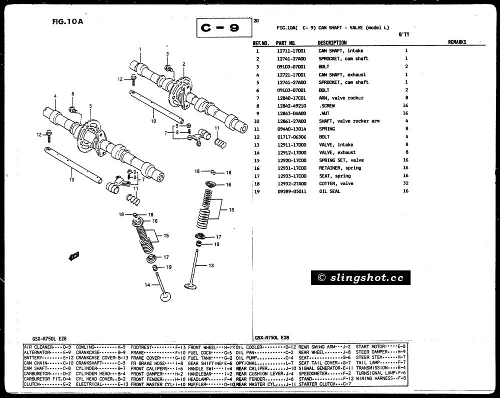 C-9 Cam Shaft & Valves (Model L)