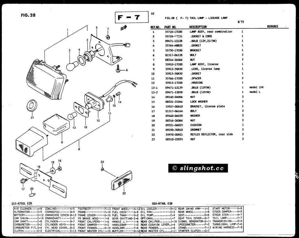 F-7 Tail Lamp & Licence Lamp