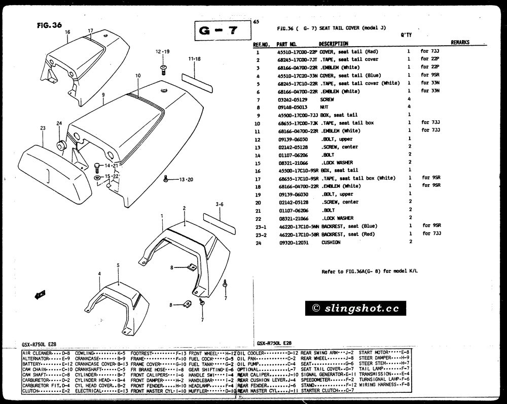 G-7 Seat Tail Cover (Model J)