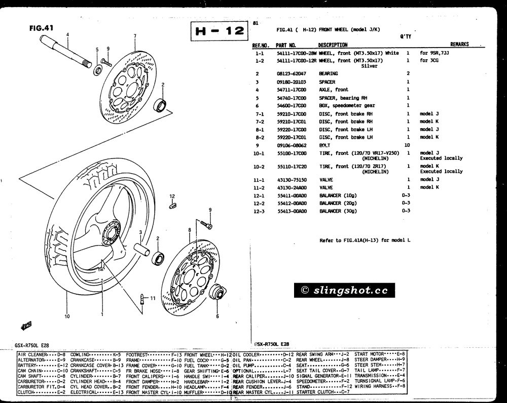 H-12 Front Wheel (Model J-K)