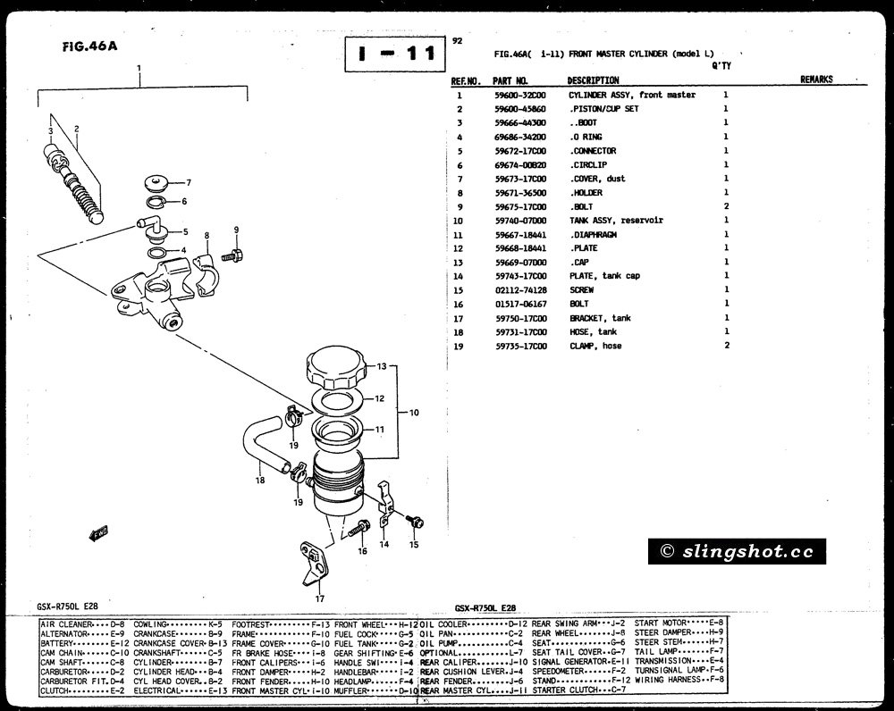I-11 Front Master Cylinder (Model L)