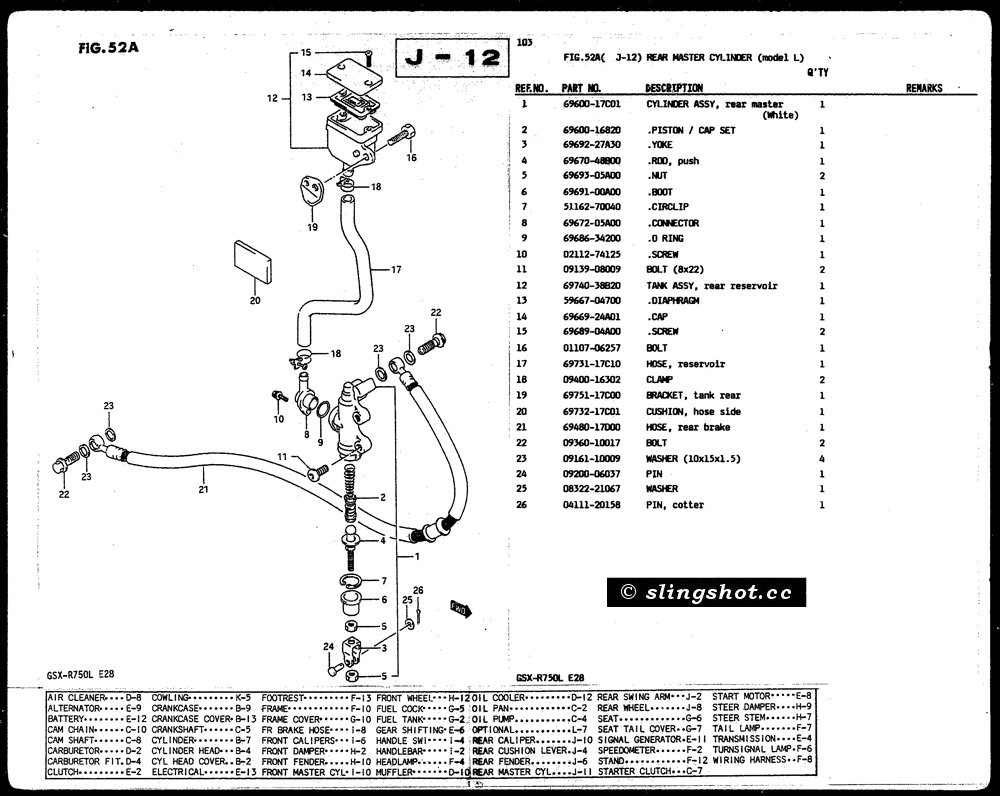 J-12 Rear Master Cylinder (Model L)