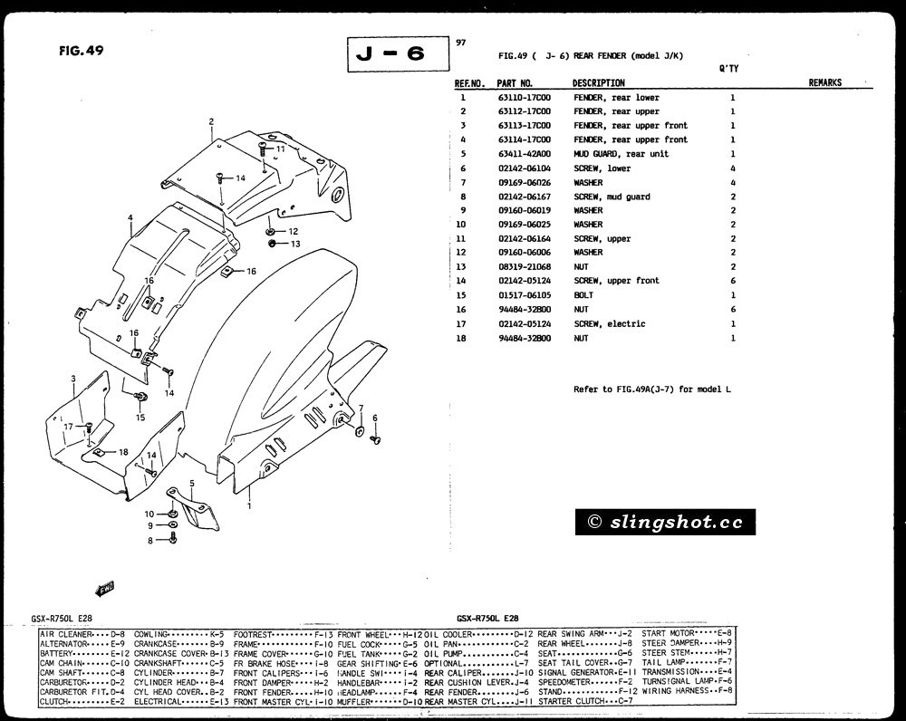J-6 Rear Fender (Model J-K)