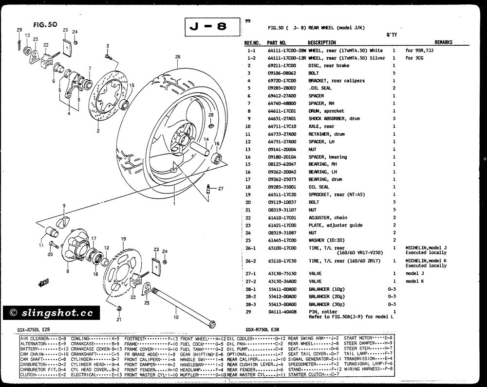 J-8 Rear Wheel (Model J-K)